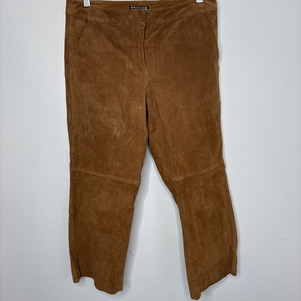 Express Women's 100% Suede‎ Leather Crop Pants size 2 Brown Western Equestrian